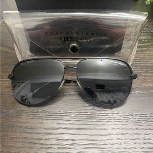 Quay Australia High Keys Black Aviator Sunglasses